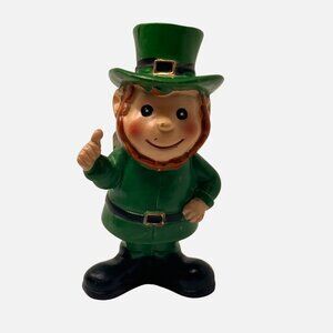 St Patricks Day Leprechaun Figurine Green Black 3in Resin Collectible Decor